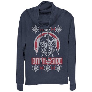 Juniors Womens Star Wars Ugly Christmas Dark Side Cowl Neck Sweatshirt - 1 of 3