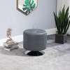 HOMCOM 360° Swivel Foot Stool Round PU Ottoman with Thick Sponge Padding and Solid Steel Base, gray - 3 of 4