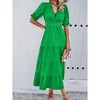 Women's Boho Floral Print Square Neck Beach Party Flowy Ruffle Midi Dress - 4 of 4