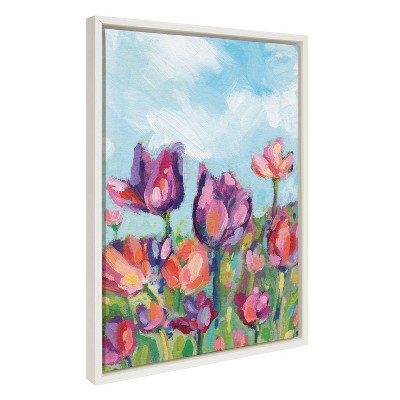 Sylvie Spring Floral Watercolor Framed Canvas Wall Art