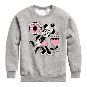 Boys' - Disney - Minnie Mouse with Flowers & Butterflies Graphic Long Sleeve Fleece Sweatshirt - 1 of 4