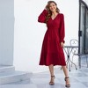 Clearlove Casual V Neck Layered Long Sleeve Wedding Guest Maxi Dresses for Women Flowy Maxi Dress - 2 of 4