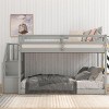 Streamdale Twin over Twin Floor Bunk Bed, Ladder with Storage, Gray - 3 of 4