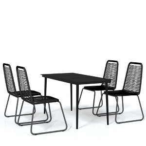 vidaXL Patio Dining Set Outdoor Dining Set Garden Table and Chair Set Black - 55.1" Table Length 4 Items - 1 of 4