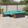 vidaXL 11 Piece Patio Sofa Set with Cushions Black Poly Rattan - 2 of 4
