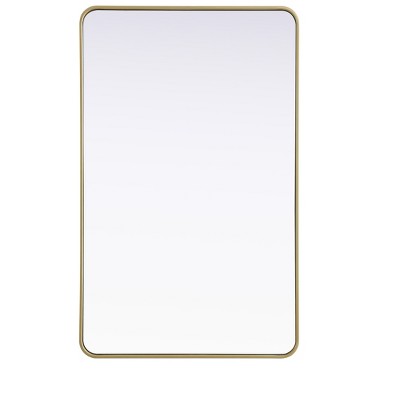 Elegant Lighting Contour Metal Rectangle Mirror 30x48 in Brass