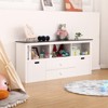 3-Tier Toy Storage Organizer, Wooden Storage Organizer Kids Bookshelf with 2 Drawers and 3 Storage Cubbies, Floor Standing Storage Cabinet - 4 of 4