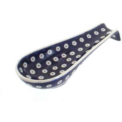 Blue Rose Polish Pottery Dots Large Spoon Rest