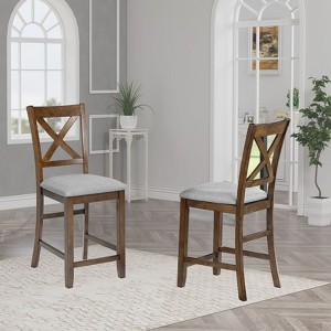 Sapphtopaz Modern Upholstered Dining Chairs Set of 4, Padded Seat Kitchen Chairs with Wooden Counter Height Bar Stools for Dining Room - 1 of 4