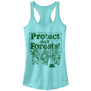 Juniors Womens Star Wars Ewok Protect Our Forests Racerback Tank Top - 1 of 3