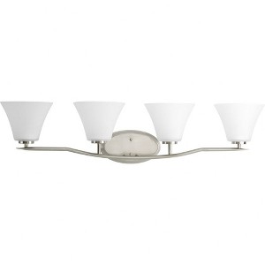 Progress Lighting Bravo Collection 4-Light Bath Wall Light in Brushed Nickel with Etched Glass Shades - 1 of 3
