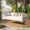 CAVINAS Patio Twin Size Garden Swing Bed,Wood Porch Swing with Ropes,Outdoor Swing for Backyard Garden - 2 of 4