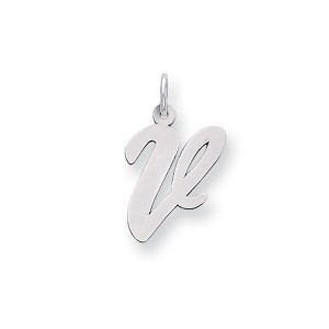 Black Bow Jewelry 14k White Gold, Madison Collection, Medium Script Initial Pendant A-W - 1 of 4