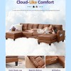 116 Inch Wide Faux Leather Sectional Couch with USB and Cup Holders , Comfy Tufted U Shaped Sofa and Chaise Lounge, Office Leather Sofa - 3 of 4