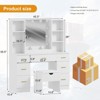 56" Modern Vanity Set with LED Mirror - 7-Drawer Makeup Desk, Power Outlet & Adjustable Lights, Farmhouse Bedroom Dressing Table - 2 of 4