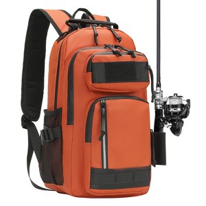 Unique Bargains Waterproof Multi-Pocket Fishing Backpack with Rod Holder - 1 of 4