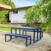 Aoodor 3-Piece Outdoor Patio Dining Set, Aluminum Furniture Set with 1 Rectangular Picnic Table and 2 Benches for Garden, Lawn, Yard - 2 of 4