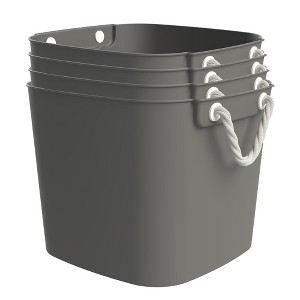 Life Story Flexi Tub, Versatile 42 Quart Storage Tote, Flexible Plastic Home Organizer Lightweight Basket with Carrying Handles, Gray, 4 Pack - 1 of 4