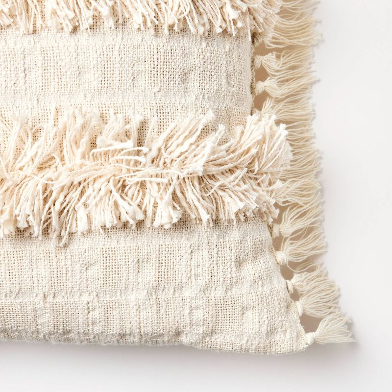 Oversized Woven with Frayed Detail Lumbar Throw Pillow Cream - Threshold&#8482; designed with Studio McGee, 4 of 6