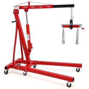 2 Ton Folding Hydraulic Engine Hoist with Lever, Folding Engine Shop Crane Hoist Lift, Heavy Cherry Picker with 6 Wheels for Garage, Workshop - 1 of 4
