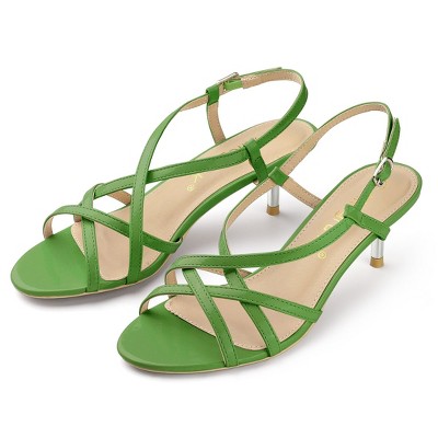 Allegra K Women's Slingback Strappy Kitten Buckle Stiletto Heel Sandals
