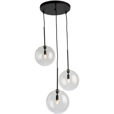 Black Globe 3-Light LED Pendant with Clear Glass Shades