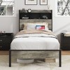 TIRAMISUBEST Twin/Full Size Platform Bed w/ Storage Headboard, Metal Bed Frame w/ USB Ports - 2 of 4