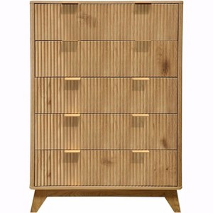 Wood Chest of Drawers, 5 Drawer Waveform Fluted Panel Dresser, Modern Dressers for Storage Drawers Clothes, for Living Room, Kids Bedroom - 1 of 4