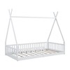 CAVINAS Twin Size Pine Wood Tent Bed Frame with Fence for Boys Girls,Montessori Style Floor Bed for Kids Room,Bedroom - 4 of 4