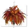 Nearly Natural 28-in Autumn Boston Fern Artificial Plant in Hanging Metal Bowl - 3 of 3