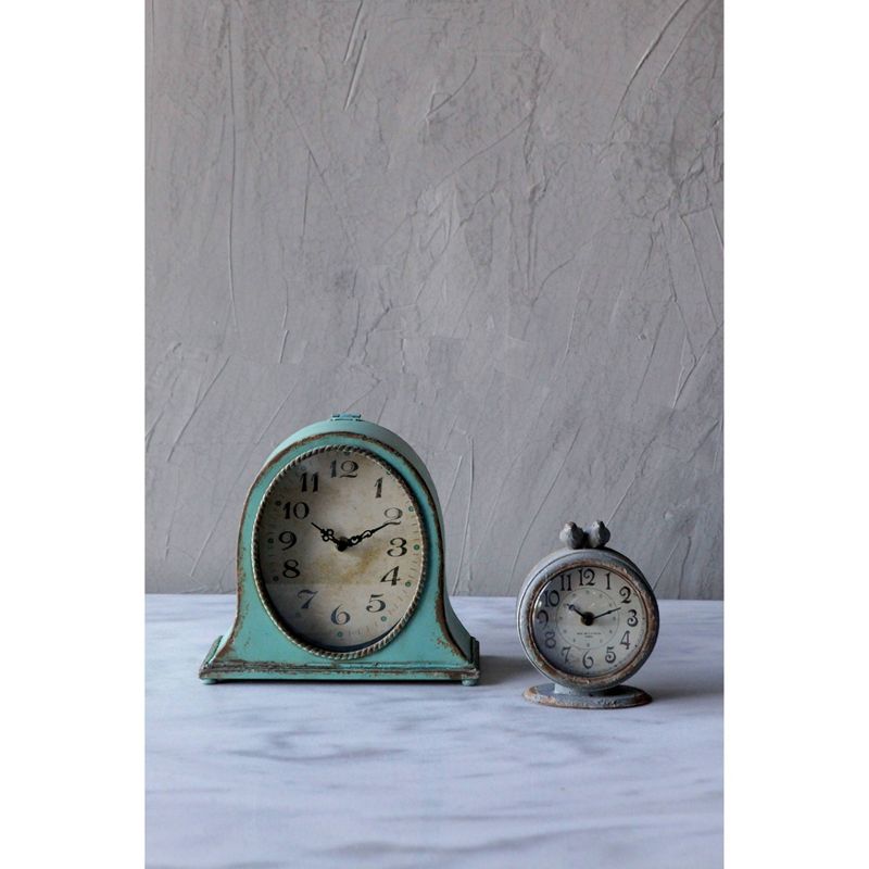 9.5&#34; x 8.5&#34; Metal Mantel Clock Aqua - Storied Home, 5 of 10