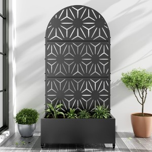 PexFix 72 in. H x 35 in. W Black Metal Arch Wall Planter Box with Trellis for Climbing Plants - 1 of 4