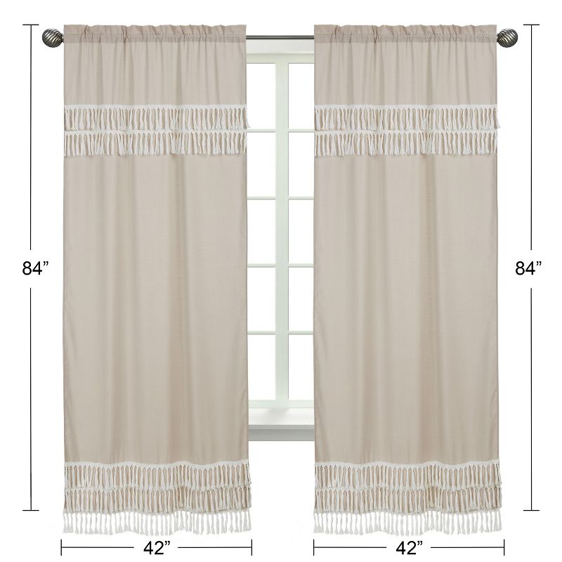 Sweet Jojo Designs Window Curtain Panels 84in. Botanical Leaf Linen Beige Off White, 5 of 6