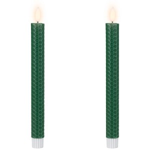 Northlight LED Taper Flickering Flameless Honeycomb Christmas Candles - 9.5" - Green - Set of 2 - 1 of 4