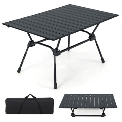 Tangkula Folding Camping Table Collapsible Aluminum Roll Up Beach Table ...