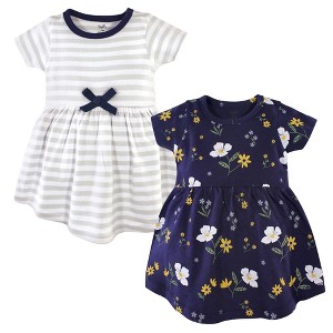 Hudson Baby Infant and Toddler Girl Cotton Short-Sleeve Dresses 2pk, Night Blooms, 12-18 Months - 1 of 4