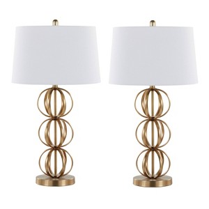 LumiSource (Set of 2) Linx 29" Contemporary Metal Table Lamps: UL Listed, Beige Drum Shade, 5ft Cord - 1 of 4