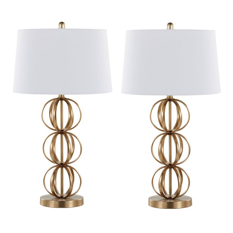 LumiSource (Set of 2) Linx 29&#34; Contemporary Metal Table Lamps Gold Metal and White Linen Shade from Grandview Gallery, 1 of 7
