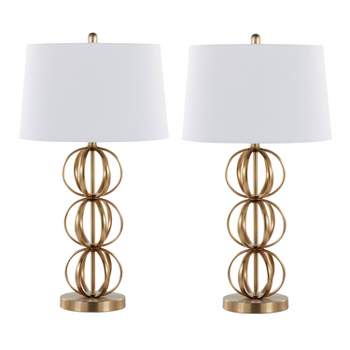 LumiSource (Set of 2) Linx 29" Contemporary Metal Table Lamps Gold Metal and White Linen Shade from Grandview Gallery