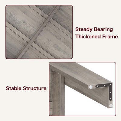 63" Gray MDF Rectangular Farmhouse Dining Table for 4-6