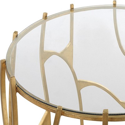 Ritual Round Gold Iron and Glass Side Table