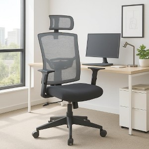 Ergonomic Office Chair - Adjustable Mesh Desk Chair with Lumbar Support, Swivel Executive Chair on Rolling Wheels for Home Office, Gaming - 1 of 4