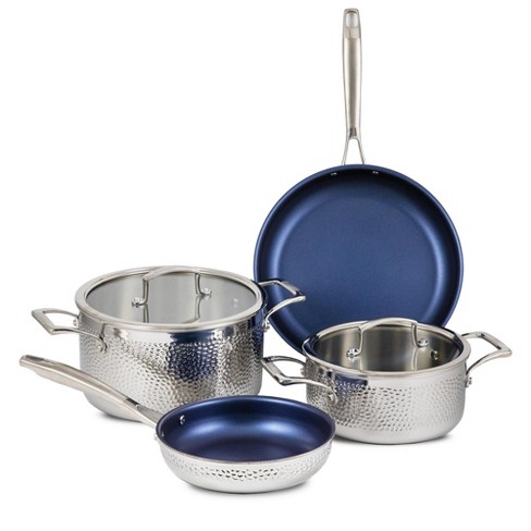 Pots and Pans Set, Tri-Ply 6 Pieces Hammered Stainless Steel Kitchen  Cookware, Gas/Induction Compatible Cookware Set, Non-Toxic, Professional  Grade