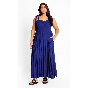 Women's Plus Size Spot Sara Maxi Dress - cobalt | CITY CHIC - 1 of 4