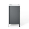 Modway Nantucket Bathroom Vanity Cabinet – 24" with White Sink, Gray – Compact Freestanding Vanity with Sink Top and Storage Drawer - 3 of 4