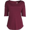 Lands' End Women's Supima Micro Modal Elbow Sleeve Balletneck Curved Hem Top - 2 of 3