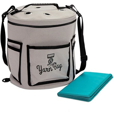Juvale Portable Yarn Storage Bag with Dividers (Grey, 11.8 x 9.8 Inches)
