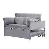 DOMETOUR 46 Inch Pull-out Sleeper Upholstered Sofa Bed with Two Pillows, Convertible Sofa Bed Velvet Loveseat for Living Room Bedroom - 2 of 4