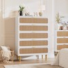 Rattan 5 Drawer Dressers for Bedroom, Tall Dresser with Deep Drawers, Large Chest of Drawers for Closet with Wide Top, Long Wooden Dresser - 2 of 4