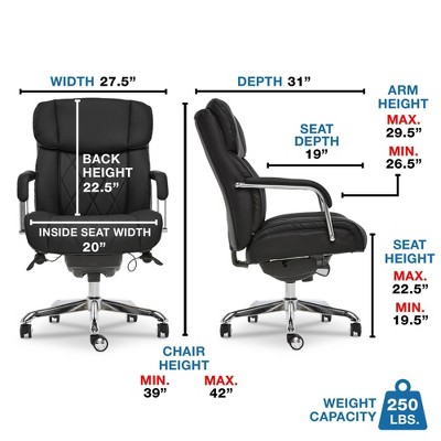 Sutherland Executive Black Bonded Leather Swivel Chair with Chrome Base